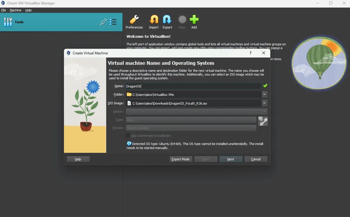 VirtualBox New